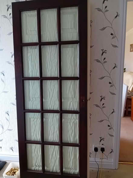 Photo of free Mahogany and glass interior door with handle (Garstang PR3) #1