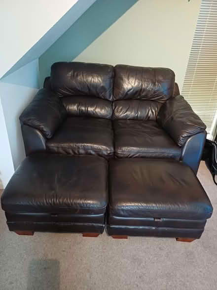 Photo of free 2 Seater Sofa and 2 footstools (bracknell RG12) #1