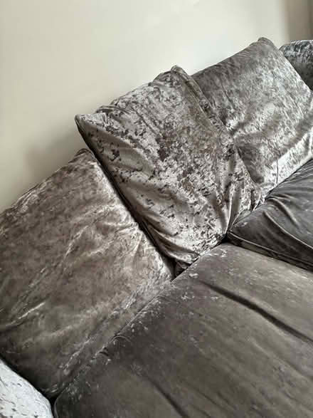 Photo of free Grey crushed velvet sofa (Cosham PO6) #3