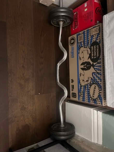 Photo of free Barbell with 5kg weight plates x4 (Harwood road SW6) #1