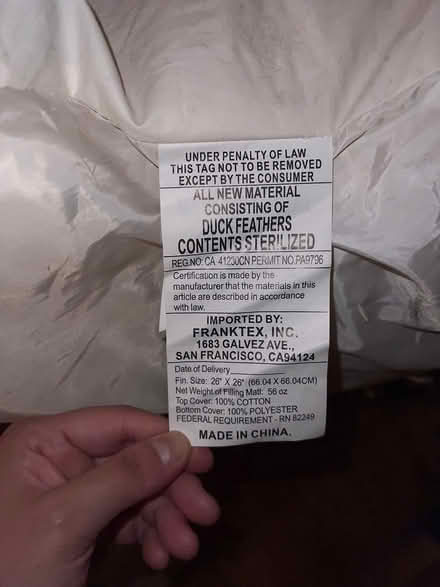 Photo of free Two duck feather pillows (Near Redstone) #2