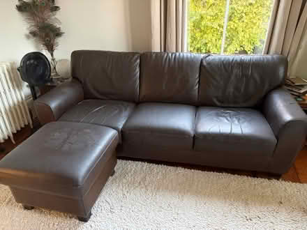 Photo of free Large brown leather settee (Sale M33) #1