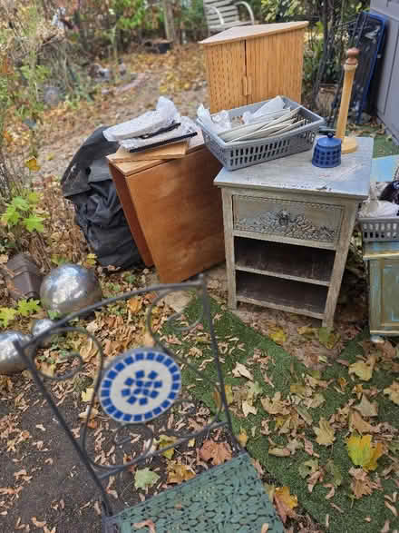 Photo of free Painted Side table with selves and drawer from the pier (Sutton Courtenay OX14) #1
