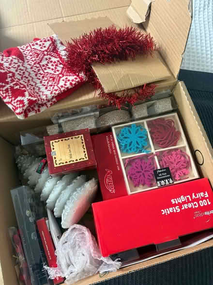 Photo of free Box of Christmas decorations & tree lights (Tufnell Park NW5) #1