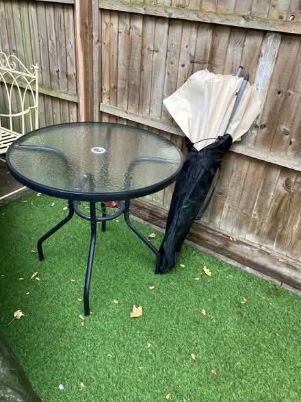 Photo of free Round Glass Top and Metal Garden/Patio/Balcony Table (Dollis Hill NW2) #1