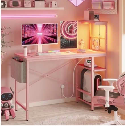 Photo of free Pink metal computer table (Old Woking GU22 9) #3
