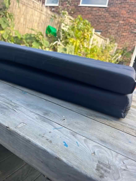 Photo of free Two bench cushions - blue, polyester (Gorse Hill M16) #3