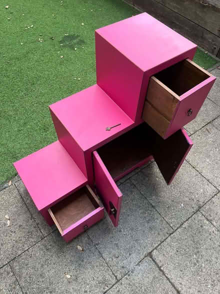 Photo of free Bright pink tiered step cupboard (Dollis Hill NW2) #2