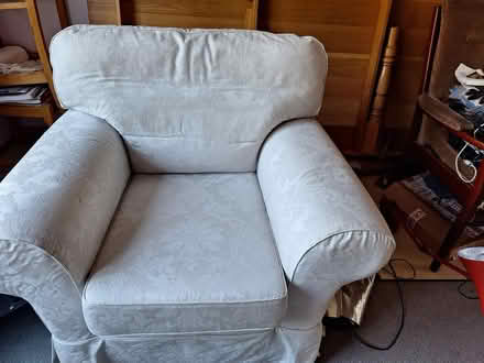 Photo of free single sofa and 2 foot stools (Elmstead Market CO7) #1