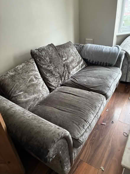 Photo of free Grey crushed velvet sofa (Cosham PO6) #1