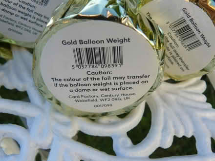 Photo of free 4 x balloon weights Gold tone metallic wrapped (Kempsey WR5) #4
