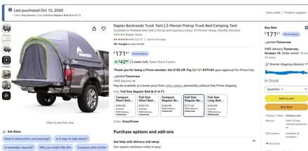 Photo of free Camping items with pickup bed tent (Aledo area) #3