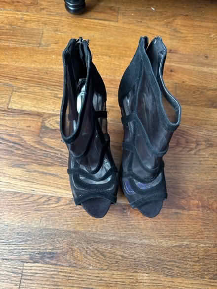 Photo of free Size 7.5 black mesh stilettos (Clason Point Bronx NY) #2