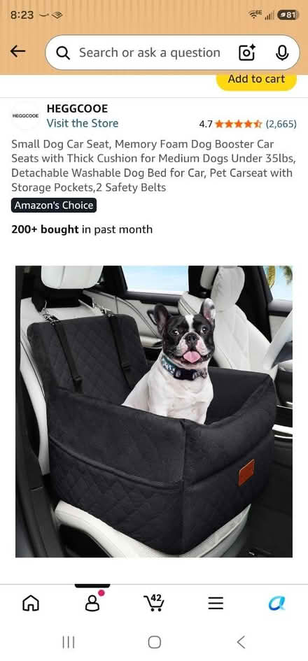 Photo of free Dog Car Seat (Gardiner) #1