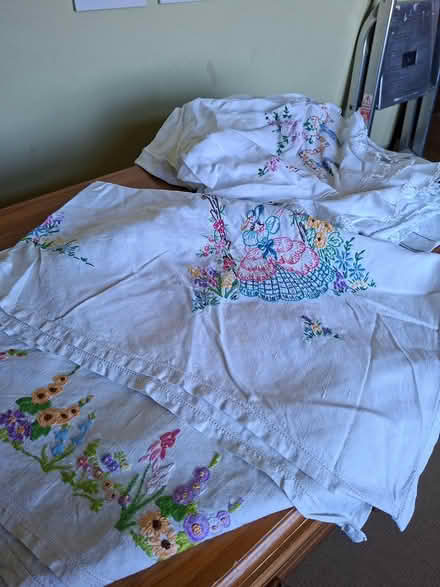 Photo of free 6 embroidered table cloths (South Normanton near J28 M1) #1