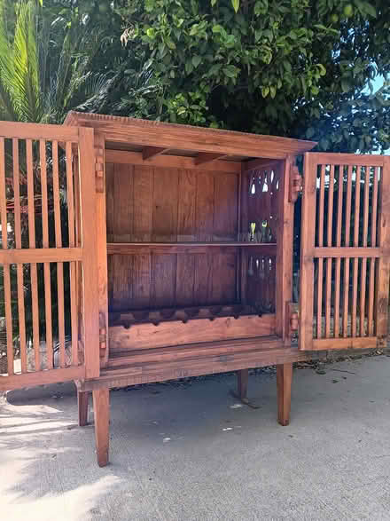 Photo of free teak cabinet with wine rack (Eastern Lake View Terrace) #2