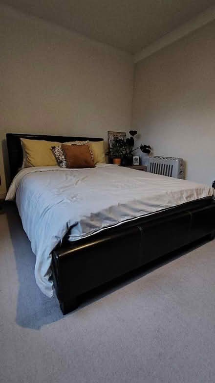 Photo of free Brown Faux Leather Double Bed Frame (Cambusbarron FK7) #1