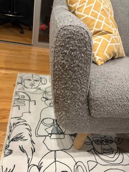 Photo of free 64" grey boucle loveseat (Carkeek) #2