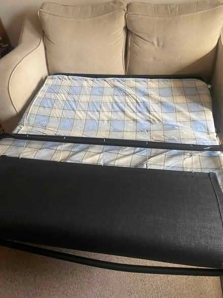 Photo of free Cream 2 seater bed settee plus large footstool with cushions (Endmoor LA8) #2