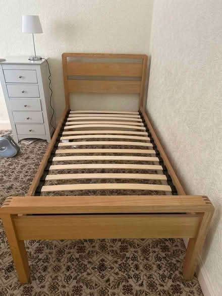 Photo of free Single wooden bed frame and mattress (Western Park LE3) #2