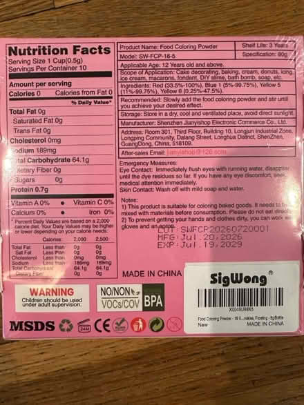 Photo of free UNopened Food Coloring powder (belmont/watertown line) #2