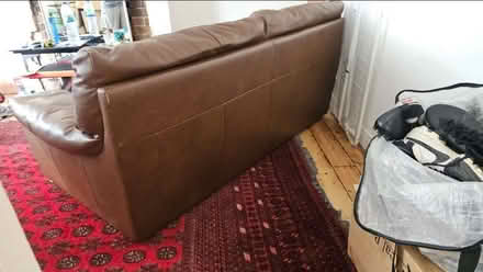 Photo of free Brown 3 seater leather sofa (Gidea Park RM2) #4