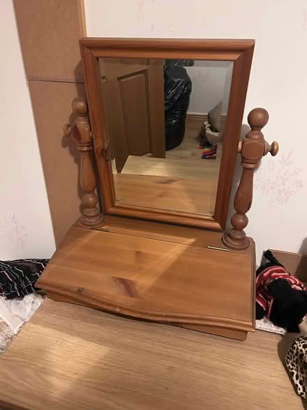 Photo of free Wooden tabletop mirror (Swords) #1