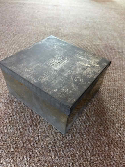 Photo of free Metal box with lid approx 9”sq (Welling DA16) #1