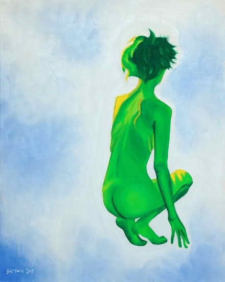 Photo of free One-off Print of an orignal oil painting (Green Lady) (Oakington CB24) #1