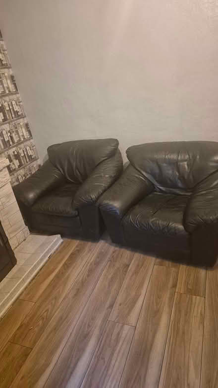Photo of free Black leather single couch x2 (Bray Dargle Road) #1