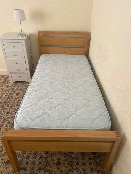 Photo of free Single wooden bed frame and mattress (Western Park LE3) #1