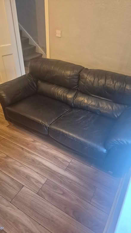 Photo of free Black leather 2 seater sofa (Bray Dargle Road) #2