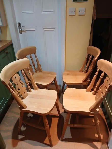 Photo of free Four solid beech chairs (Bilton HG1) #1