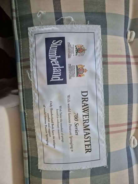 Photo of free Small Double Slumberland Divan Bed with Mattress, Headboard (Sheet GU31) #2