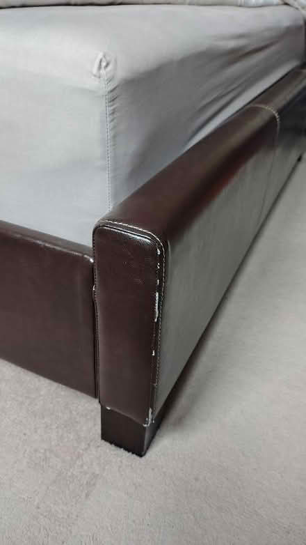 Photo of free Brown Faux Leather Double Bed Frame (Cambusbarron FK7) #3
