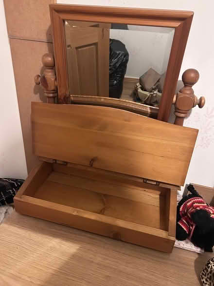 Photo of free Wooden tabletop mirror (Swords) #2