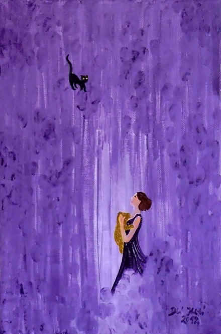 Photo of free One-off Print of an original oil painting (Cat Admirer) (Oakington CB24) #1