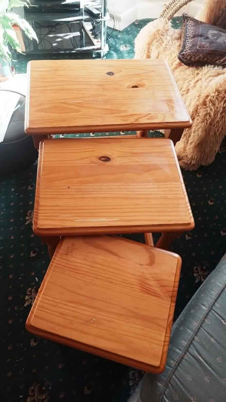 Photo of free Nest of tables, pine (Stockport SK2) #2