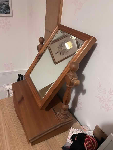 Photo of free Wooden tabletop mirror (Swords) #4