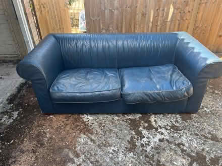 Photo of free Blue leather sofa (Hampton Hill TW12) #1