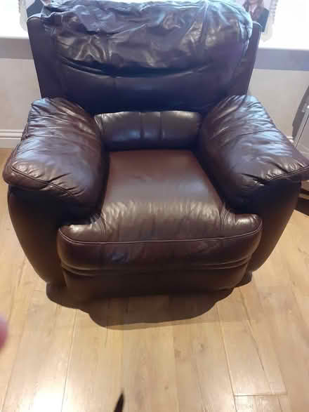 Photo of free Pair of brown leather armchairs (Dudley DY1) #2