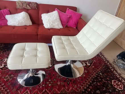 Photo of free Stylish white recliner and footstood (Wood Green N22) #1