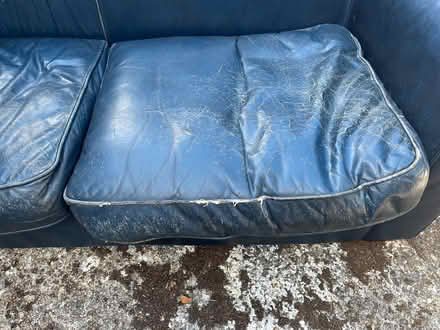 Photo of free Blue leather sofa (Hampton Hill TW12) #2