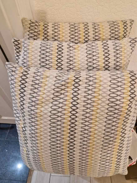 Photo of free 3 cushions with yellow style covers (Round Hill BN2) #1