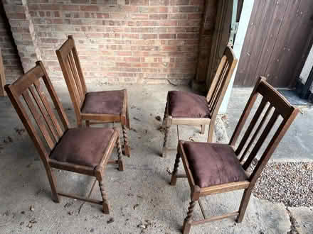 Photo of free Wooden chairs with velour seat pads (West Wickham BR4) #1