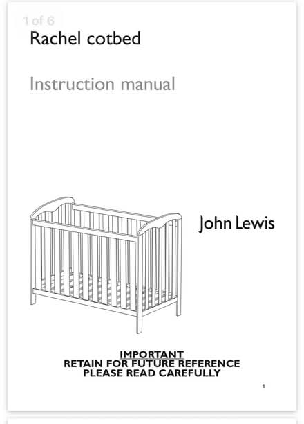 Photo of free John Lewis Rachel White Wooden Cot Bed – Very Good Condition (The Camp AL1) #3