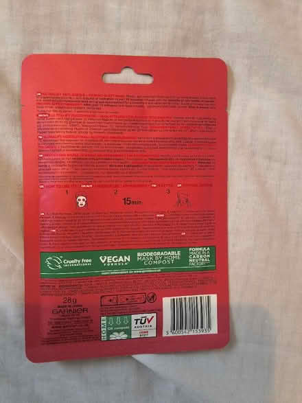 Photo of free Unopened Garnier UltraLift Face Sheet Mask (Loscoe Grange DE75) #2