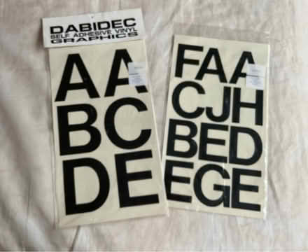 Photo of free Dabidec Self Adhesive Vinyl Letters (Off Chestnut Drive TA1) #1