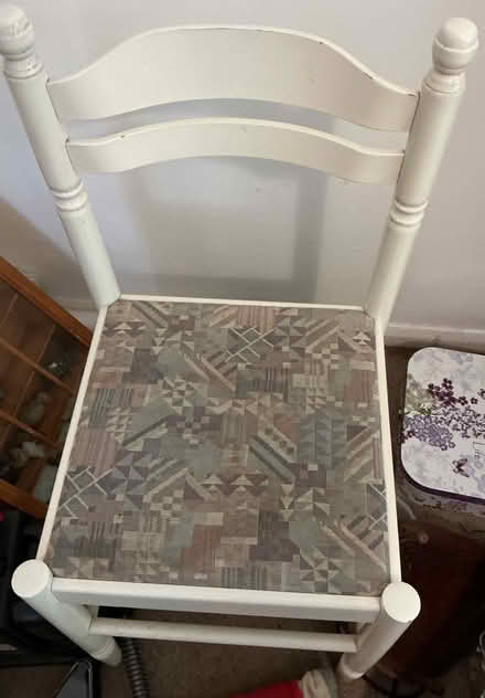 Photo of free Sturdy white chair white grey seat (Bohemia TN34) #1