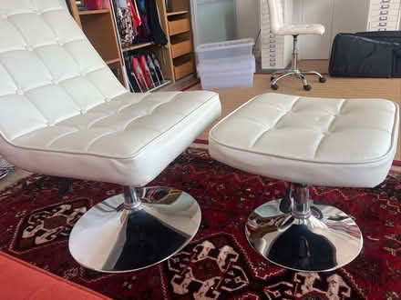 Photo of free Stylish white recliner and footstood (Wood Green N22) #4